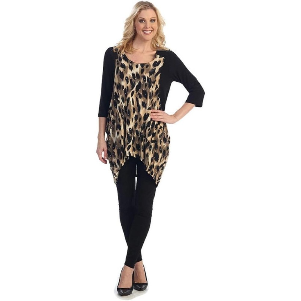 Caribe Animal Print Layered Tunic Large - Picture 2 of 3